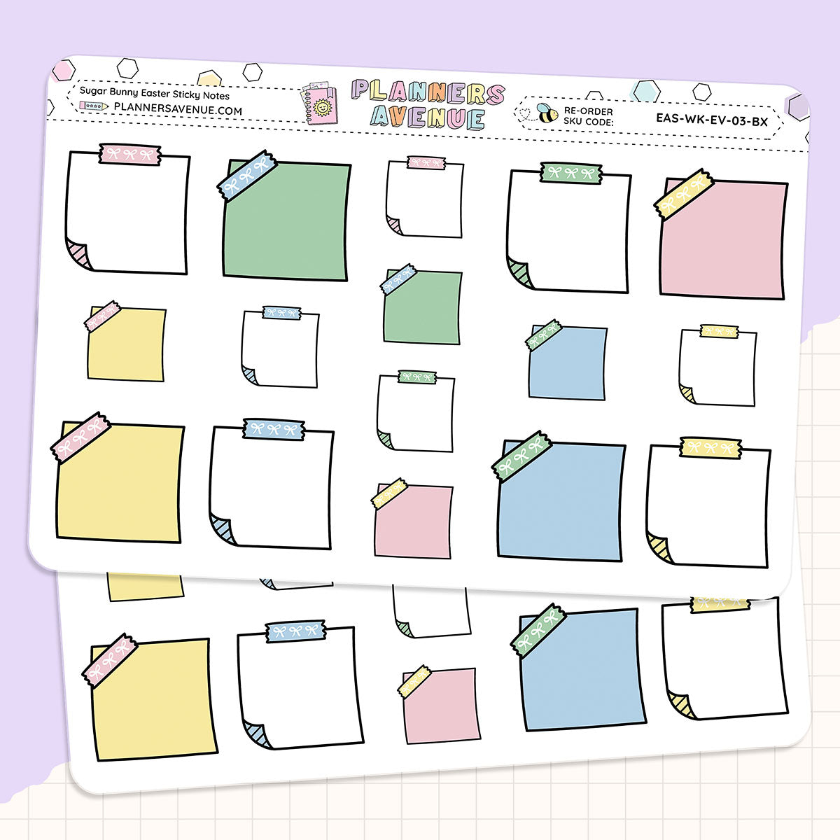 Sugar Bunny Sticky Notes Planner Stickers