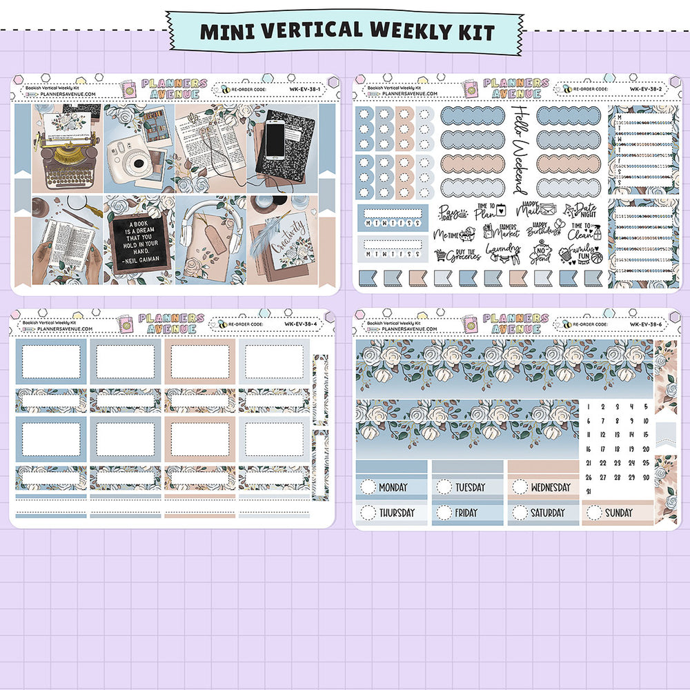 Bookish Vertical Weekly Sticker Foiled Kit (SILVER FOIL)