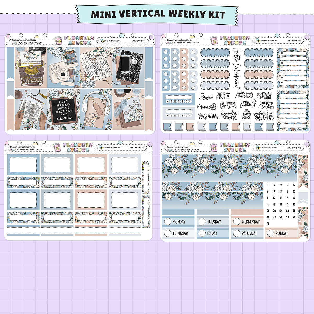 Bookish Vertical Weekly Sticker Foiled Kit (SILVER FOIL)