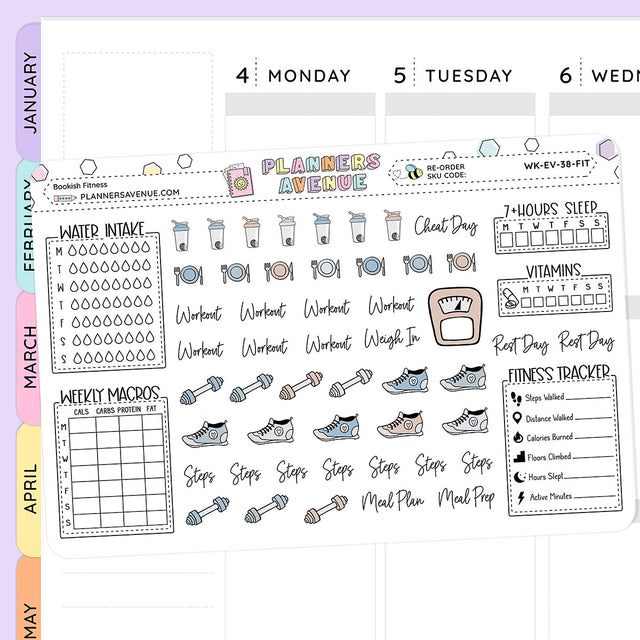 Bookish Fitness Planner Stickers