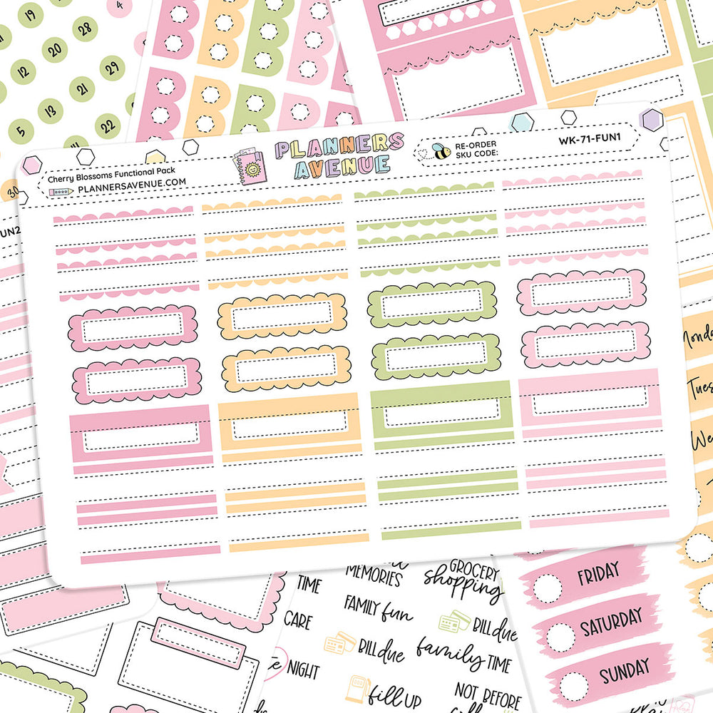 Cherry Blossoms Functional Sticker Kit