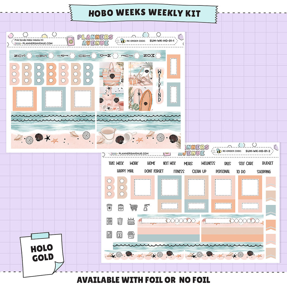 Pink Sands Hobonichi Weeks Sticker Foiled Kit
