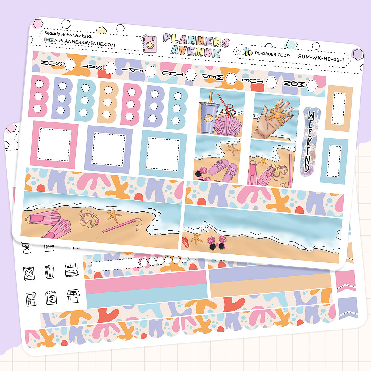 Seaside Hobonichi Weeks Sticker Foiled Kit (HOLO SILVER FOIL)