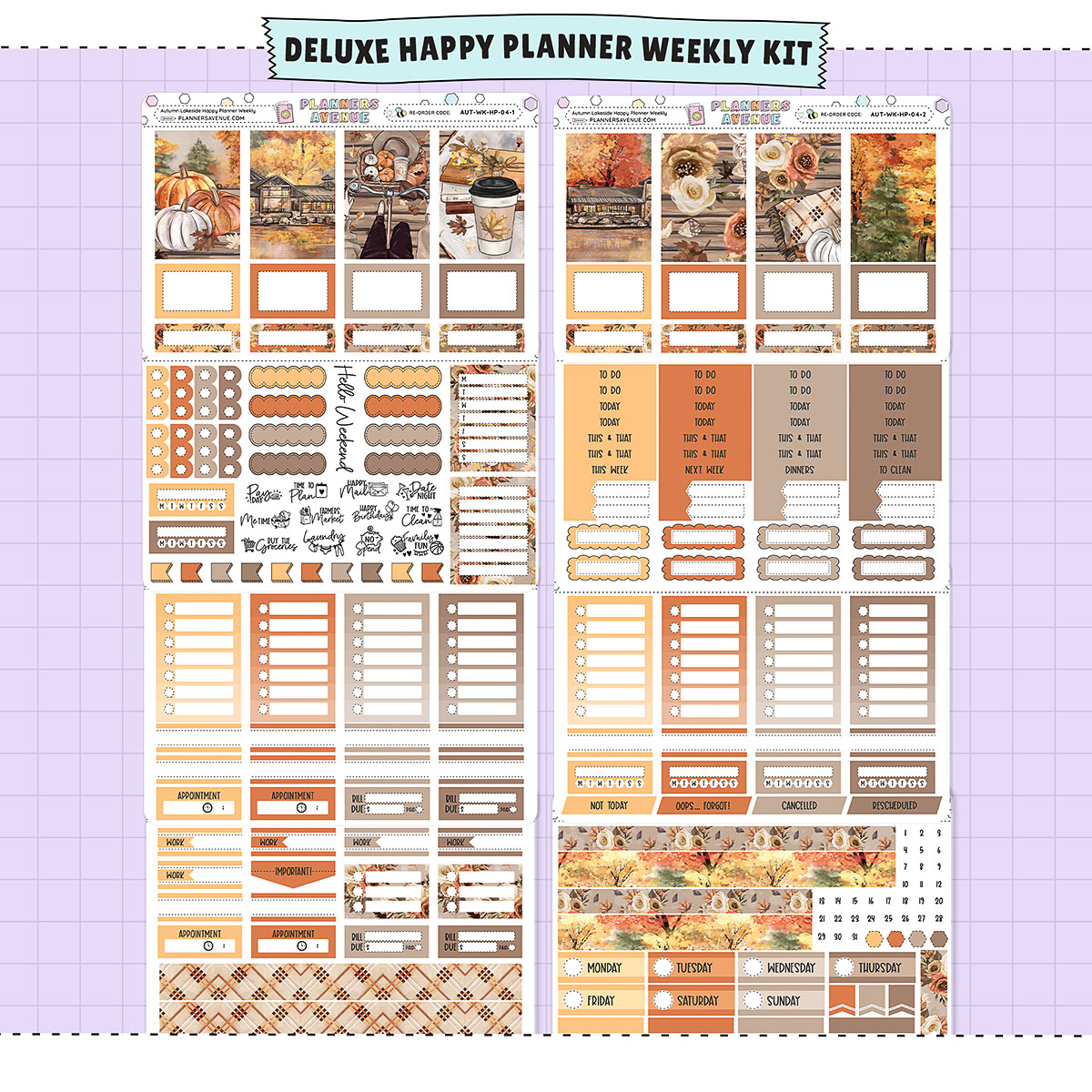 Autumn Lake Happy Planner Weekly Sticker Foiled Kit (ROSE GOLD FOIL)