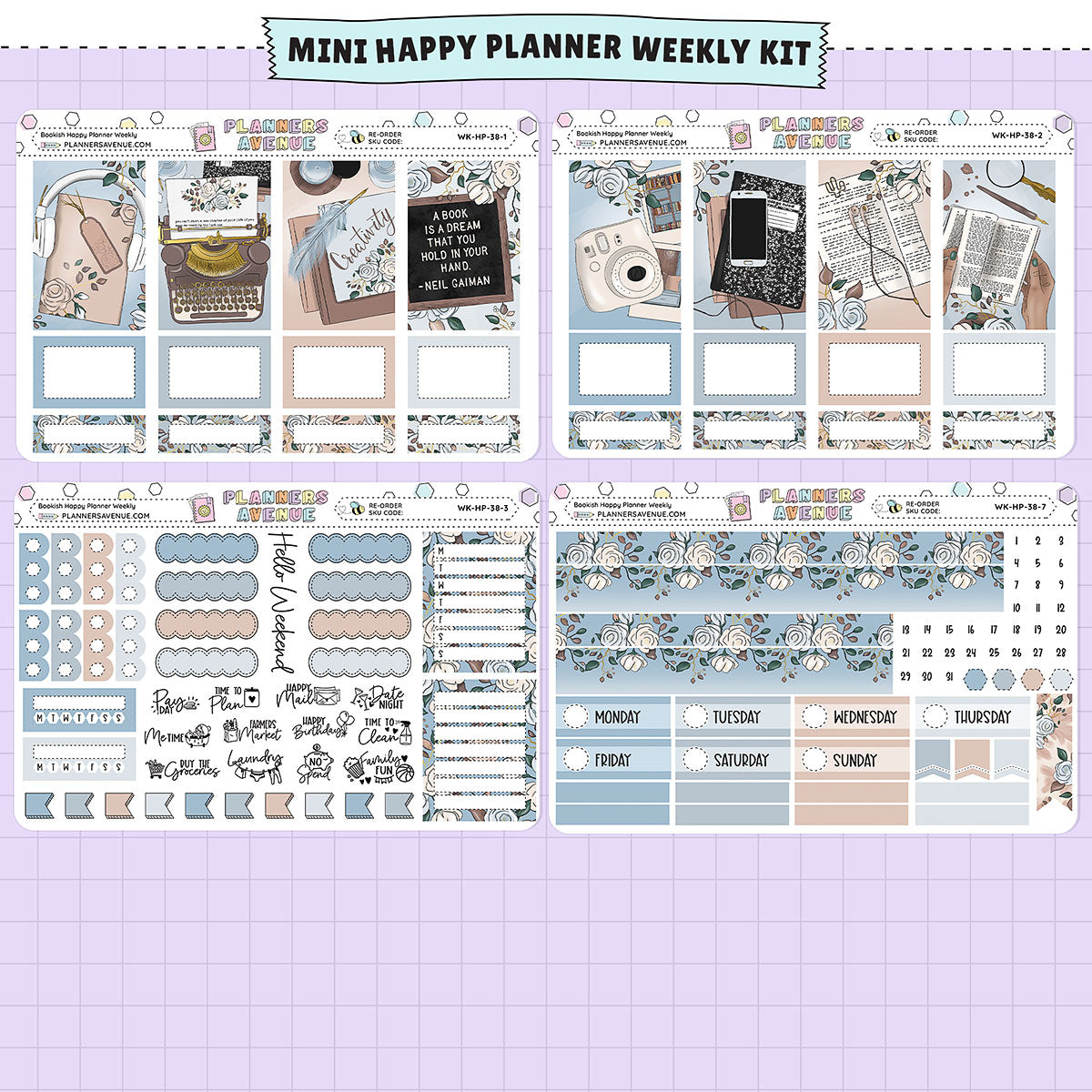 Bookish Happy Planner Weekly Sticker Foiled Kit (SILVER FOIL)