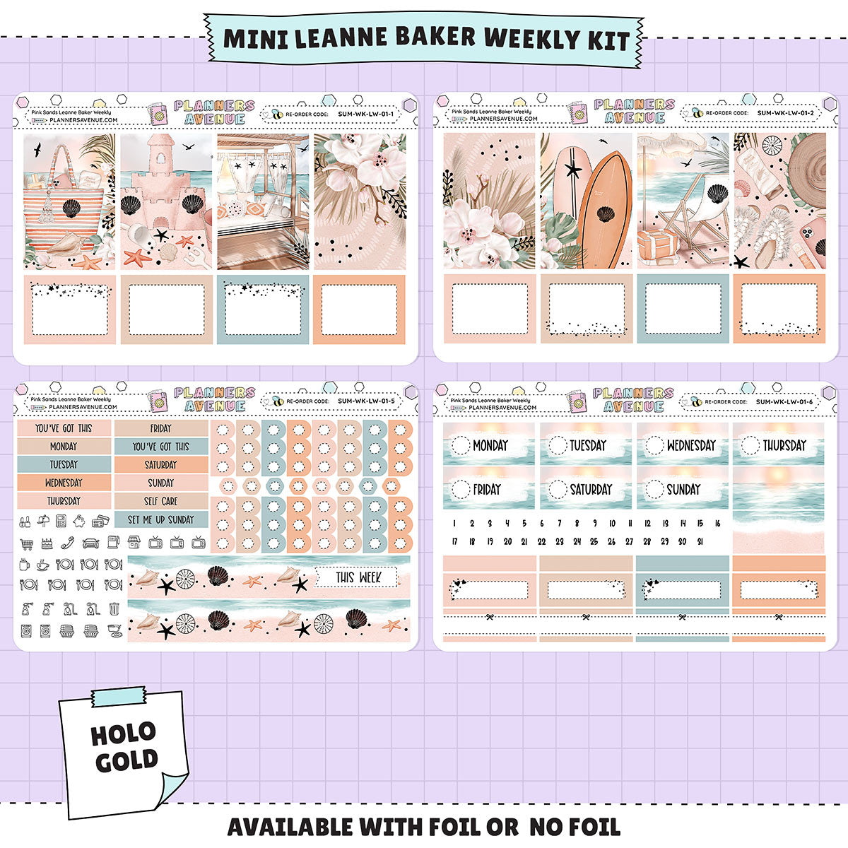 Pink Sands Leanne Baker Mini Weekly Sticker Foiled Kit