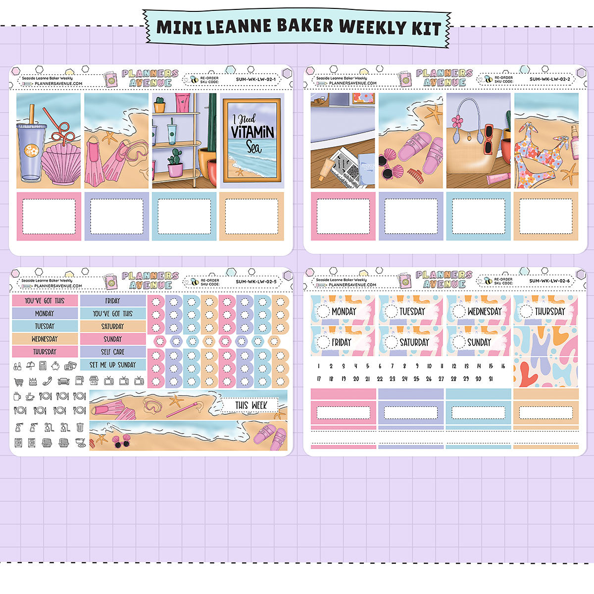 Seaside Leanne Baker Weekly Sticker Foiled Kit (HOLO SILVER FOIL)