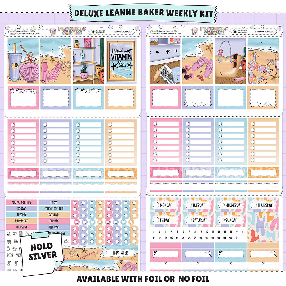 Seaside Leanne Baker Weekly Sticker Foiled Kit (HOLO SILVER FOIL)