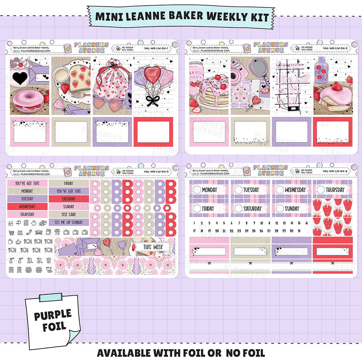 Berry Sweet Leanne Baker Weekly Sticker Foiled Kit (PURPLE FOIL)