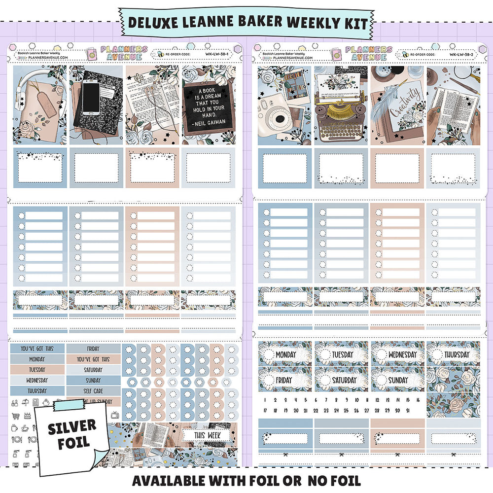 Bookish Leanne Baker Weekly Sticker Foiled Kit deluxe with silver foil