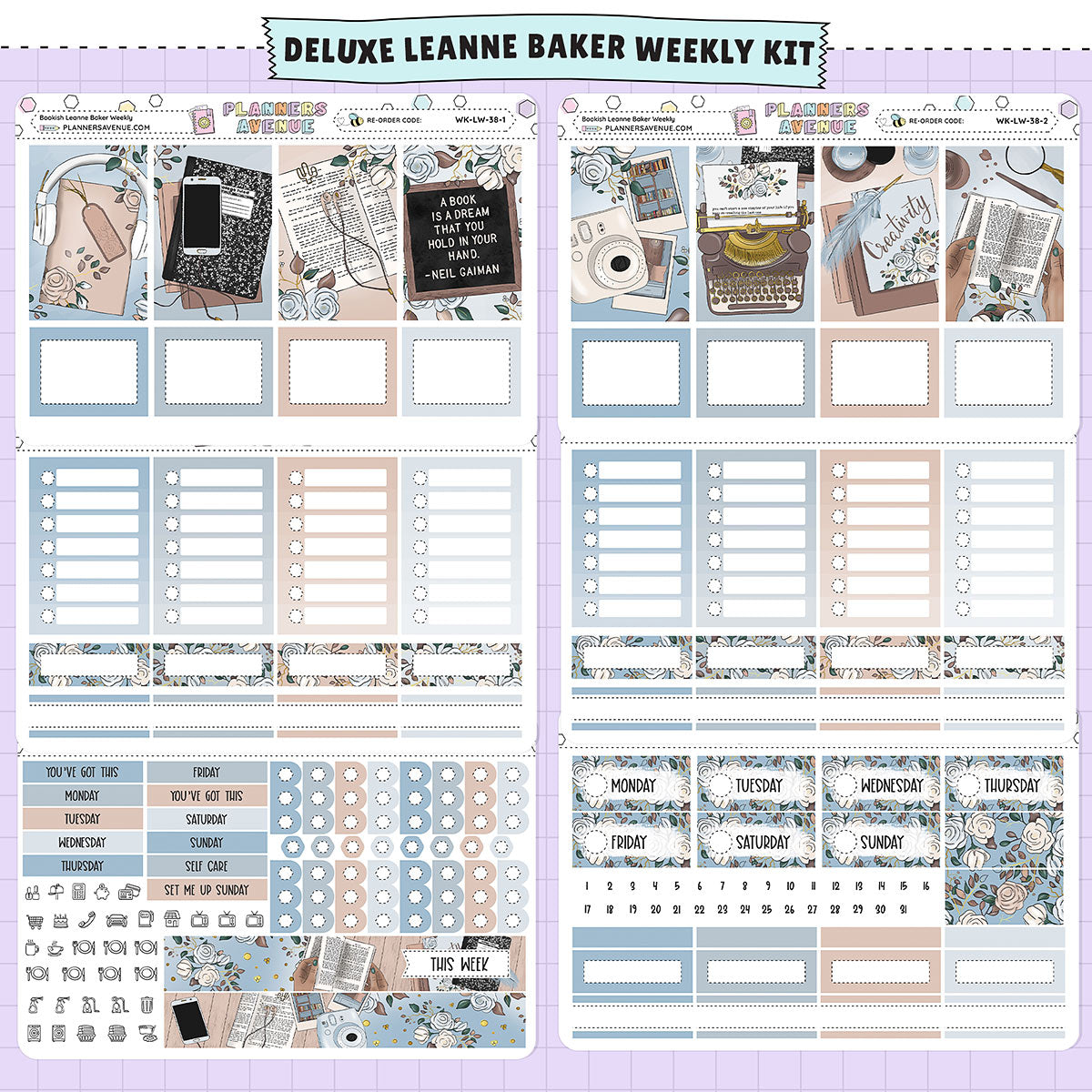 Bookish Leanne Baker Weekly Sticker Kit no foil deluxe