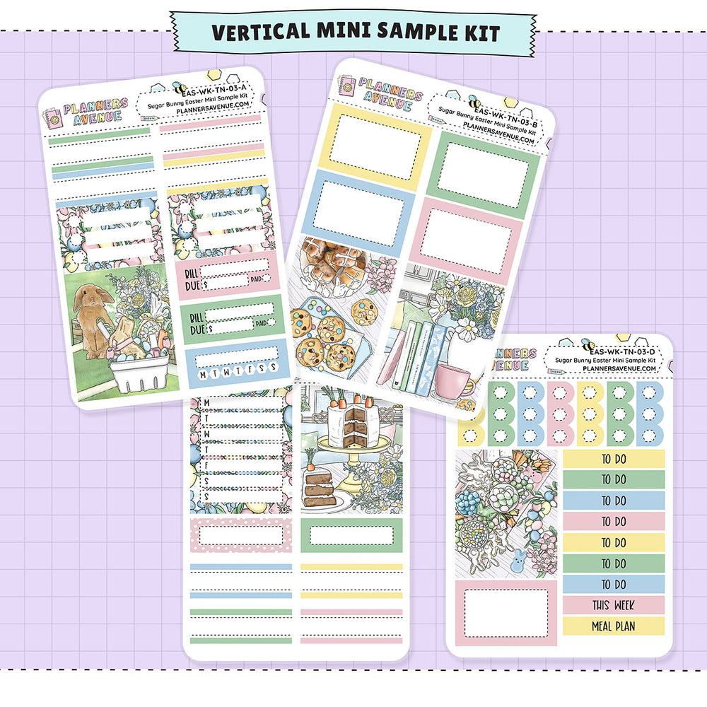 Sugar Bunny Mini Sampler Weekly Sticker Foil Kit (HOLO SILVER FOIL)