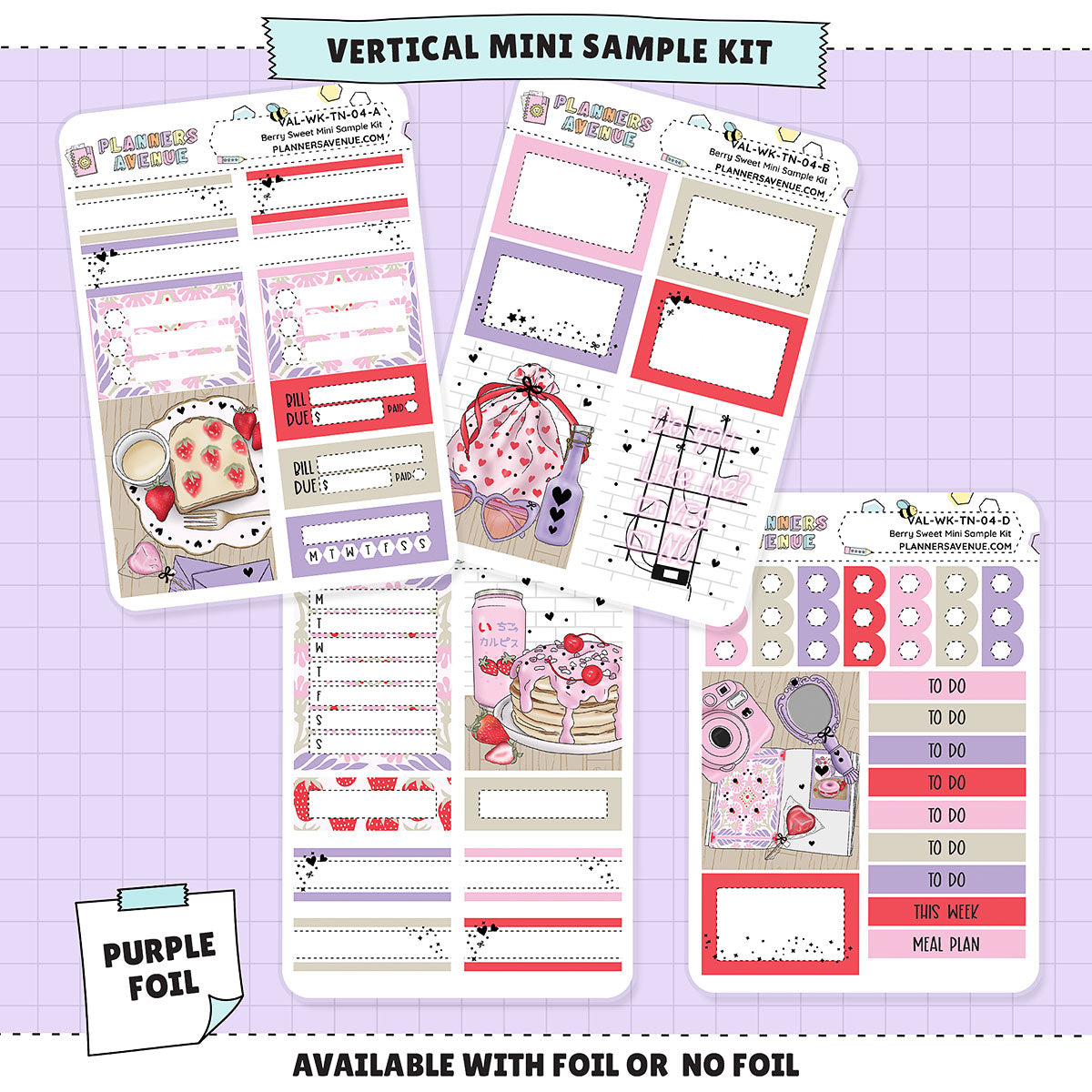 Berry Sweet Mini Sampler Weekly Sticker Foil Kit (PURPLE FOIL)