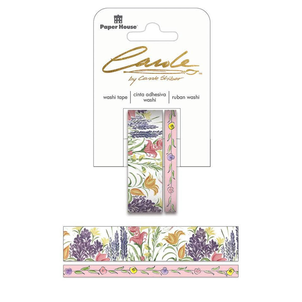 Wildflowers Washi Tape set with a floral design and foil accents. The package includes two rolls of washi tape with different widths.