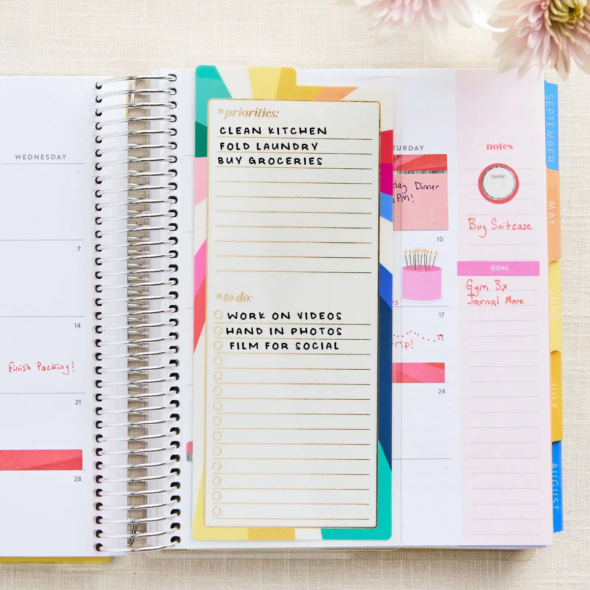 Erin Condren snap-in dashboard: Legacy dashboard front used for handwritten priorities