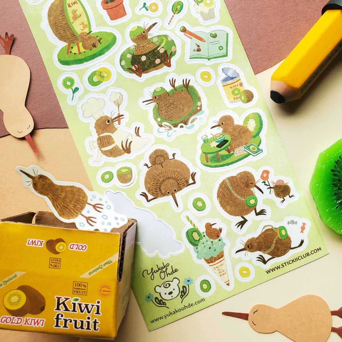 STICKII Sweet Kiwi Home sticker sheet design