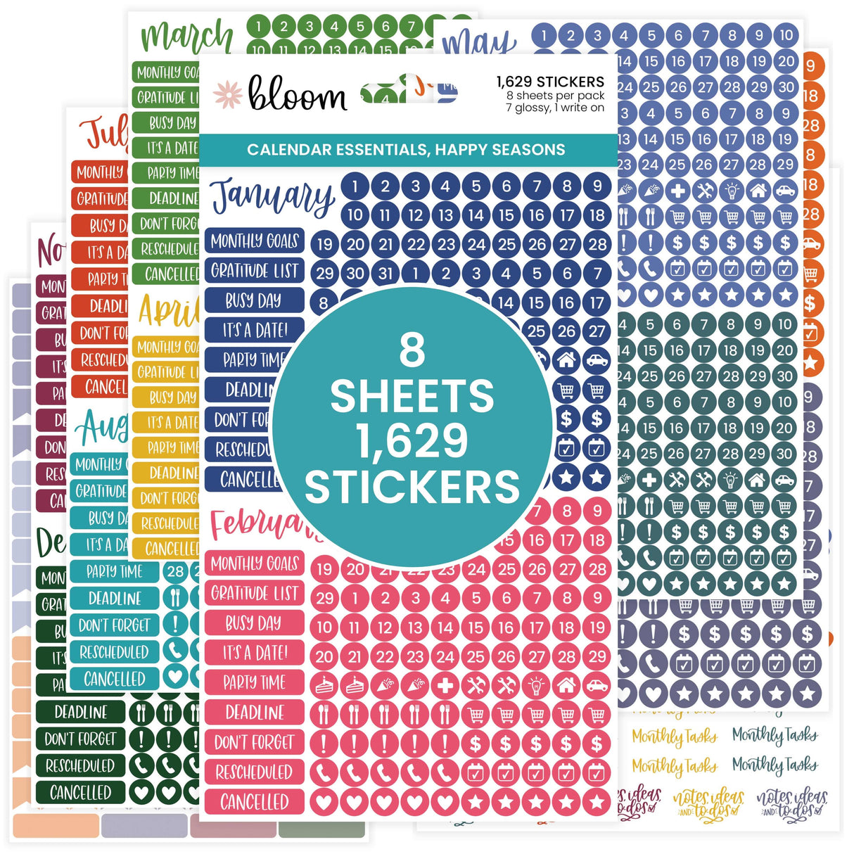 Date Day Months Stickers - Bloom Daily Planners