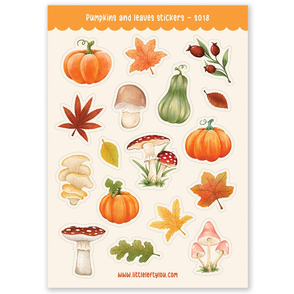 Pumpkins & Leaves Stickers by Little Lefty Lou