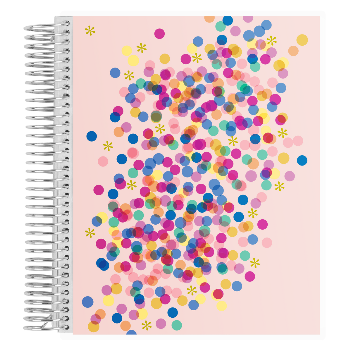 Erin Condren Metallic Confetti Coiled Notebook: Closed metallic cover notebook with platinum coil