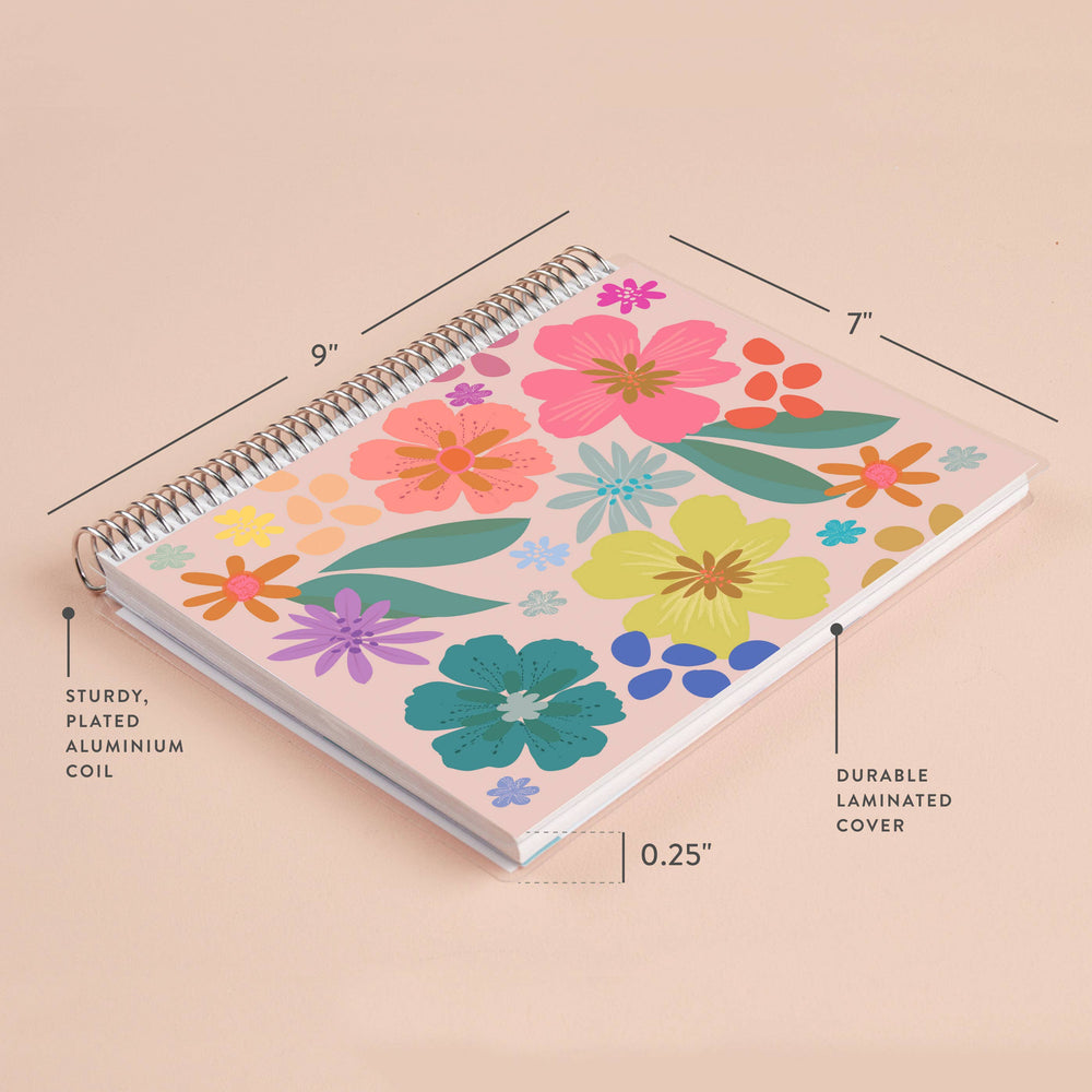 Erin Condren 7x9 Popping Petals Coiled Notebook - Lined