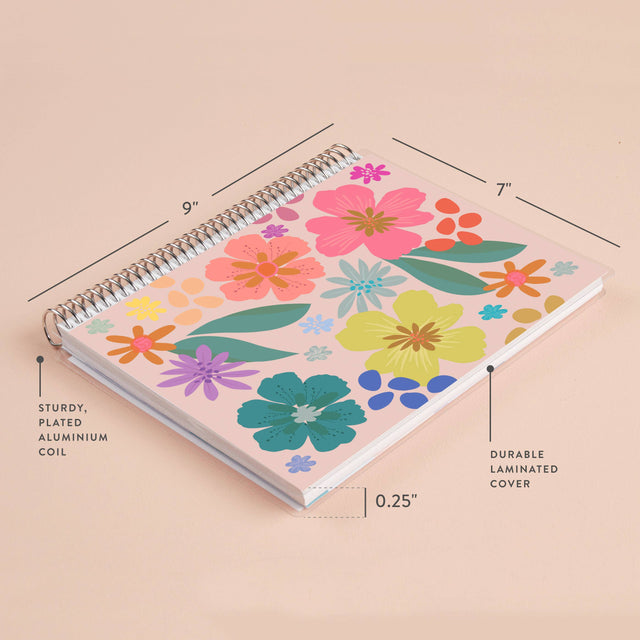 Erin Condren 7x9 Popping Petals Coiled Notebook - Lined