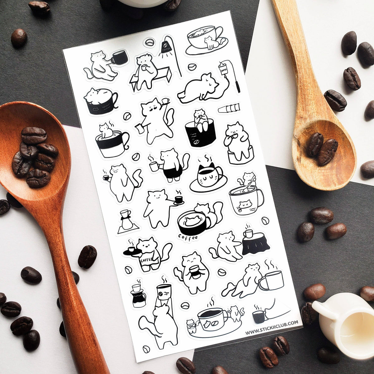 Caffeine Cats 2 stickers by STICKII for planners and journals