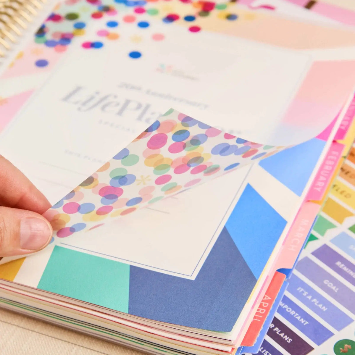 Erin Condren LifePlanner: Printed vellum sheet lifted above planner pages
