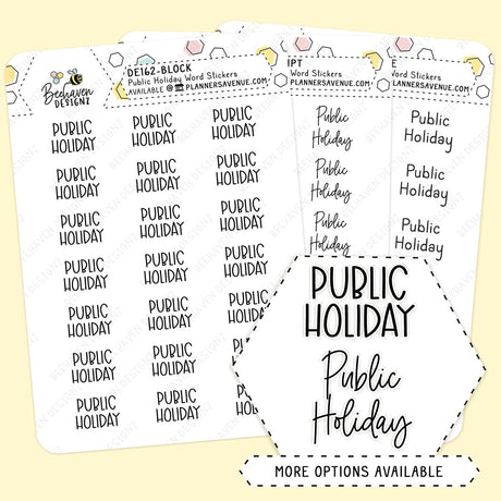 Public Holiday Script Planner Stickers
