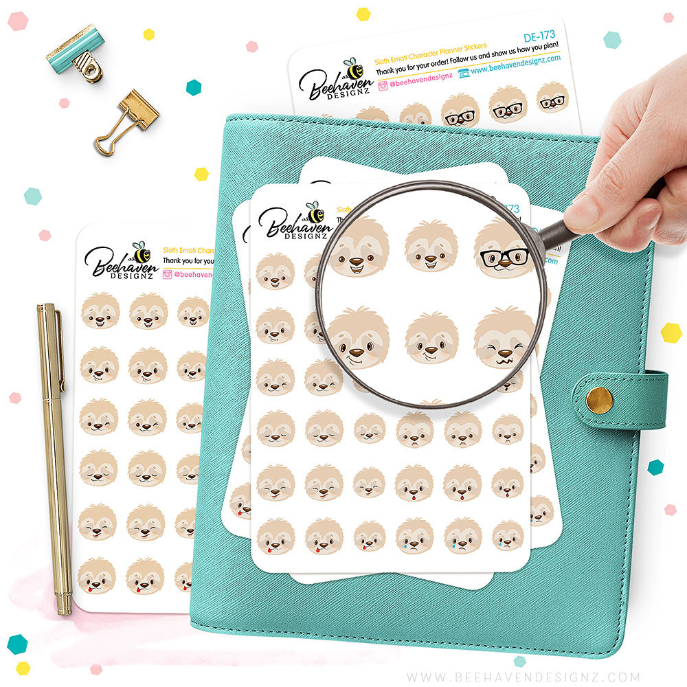 Sloth Emoji Planner Stickers