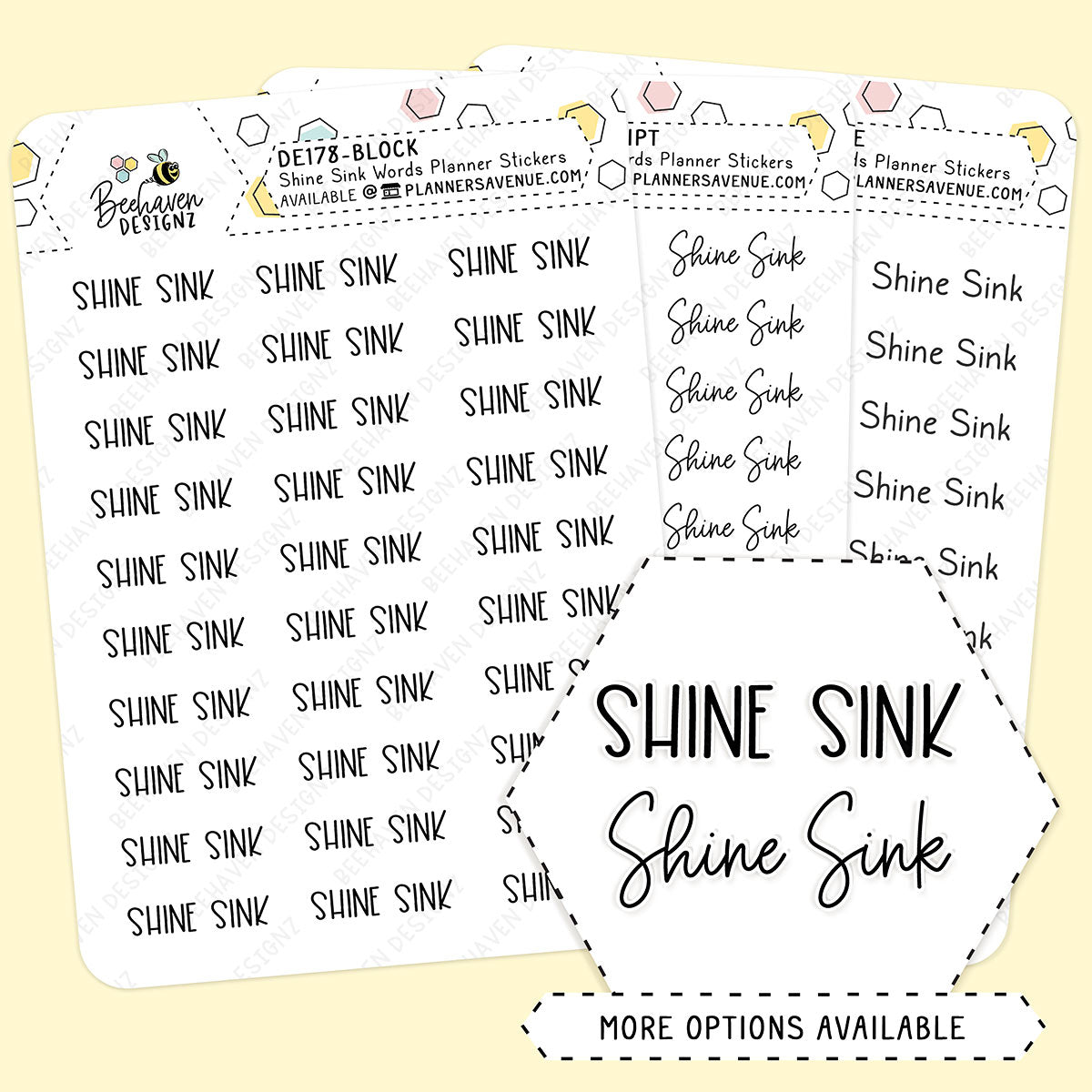 Shine Sink Script Planner Stickers