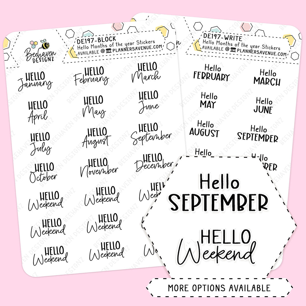 Hello Months Calendar Script Stickers