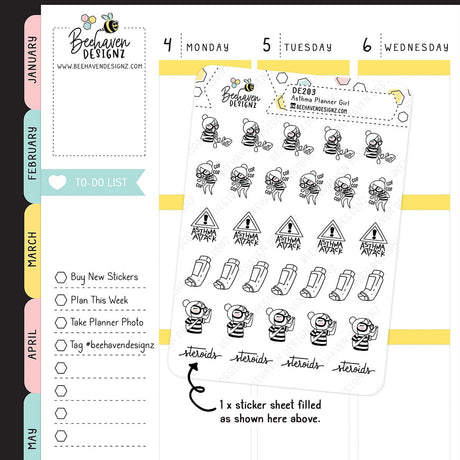 Asthma Planner Girl Stickers