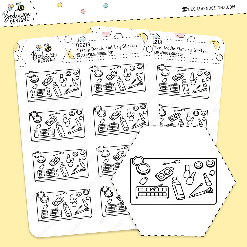 Makeup Doodle Flat Lay Stickers