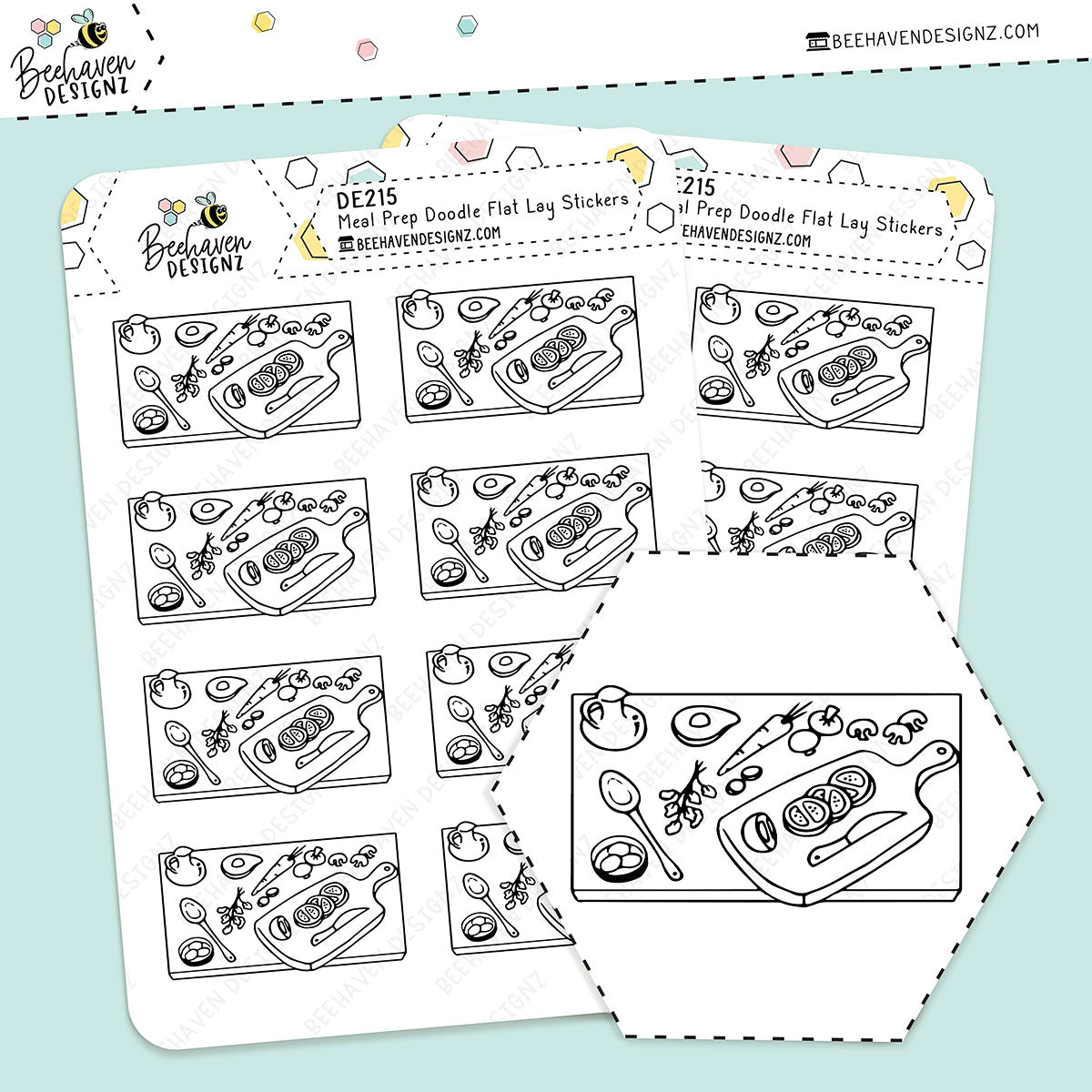 Meal Prep Doodle Flat Lay Stickers