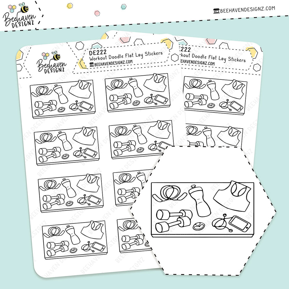 Workout Doodle Flat Lay Stickers