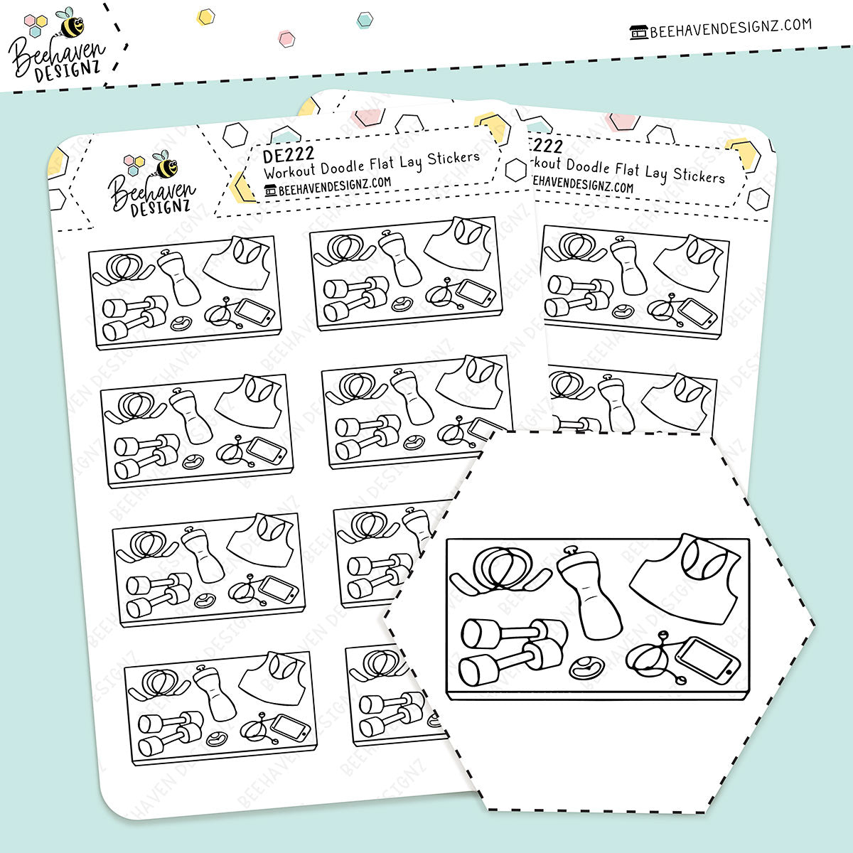 Workout Doodle Flat Lay Stickers