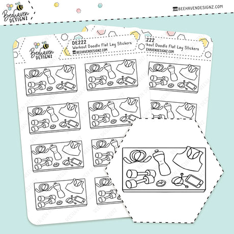 Workout Doodle Flat Lay Stickers