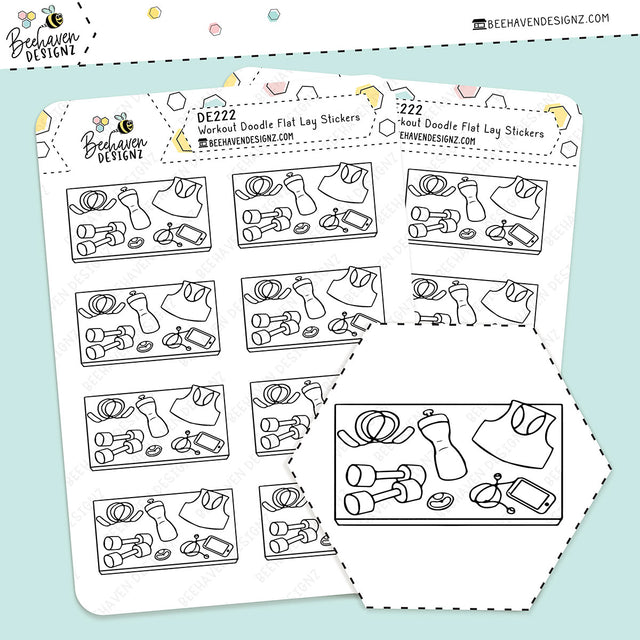 Workout Doodle Flat Lay Stickers
