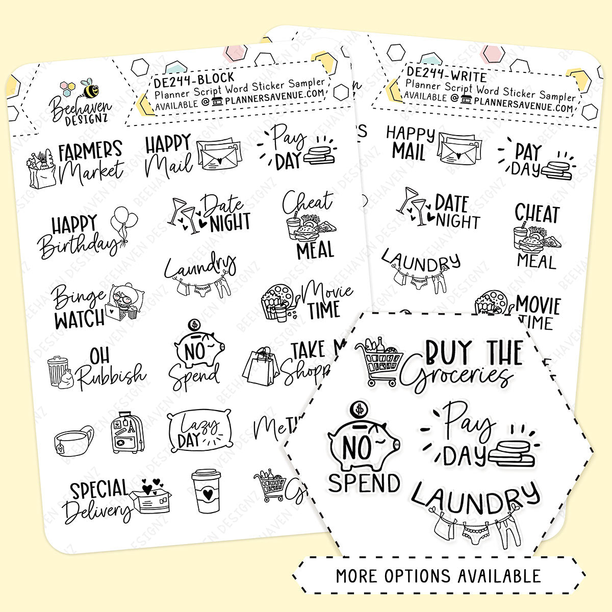 Script Word Sticker Sampler