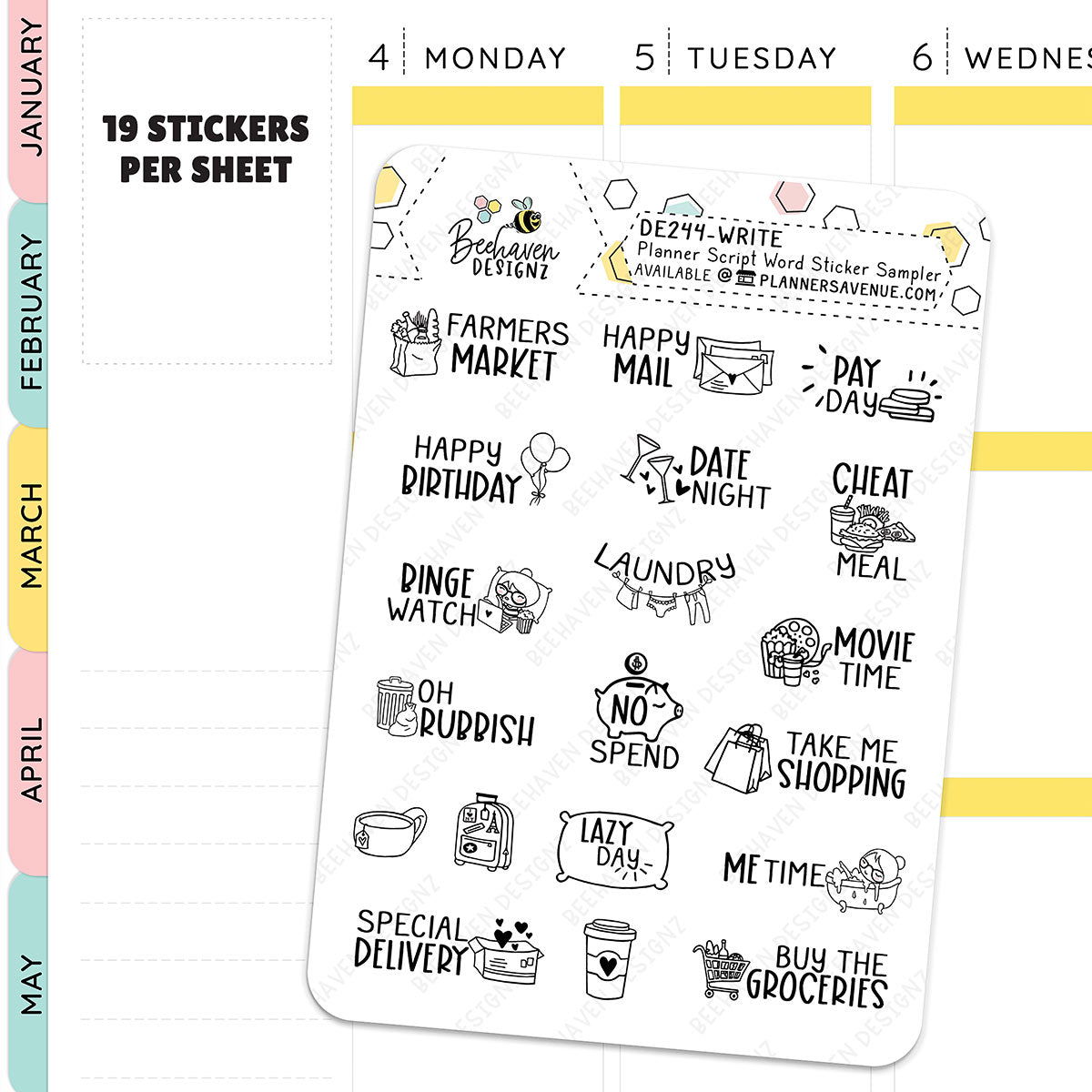 Script Word Sticker Sampler