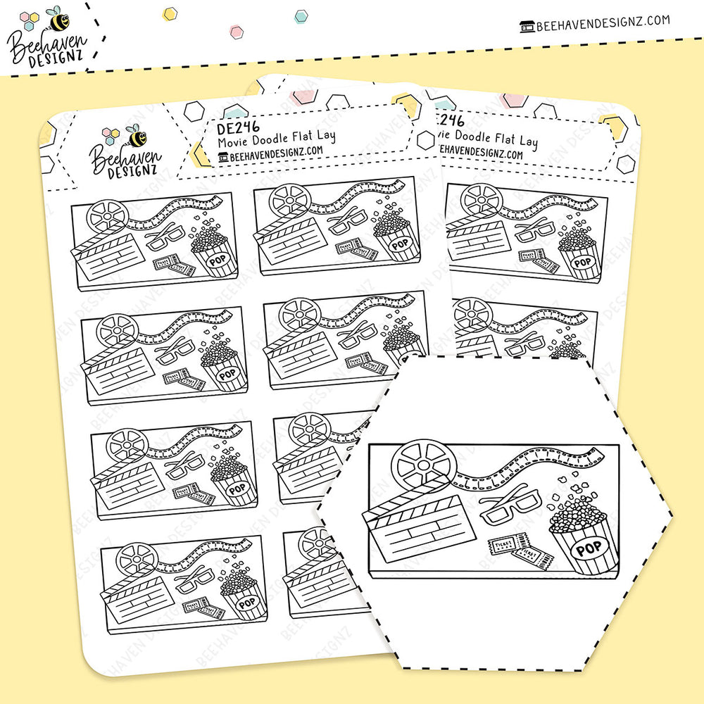 Movie Doodle Flat Lay Stickers