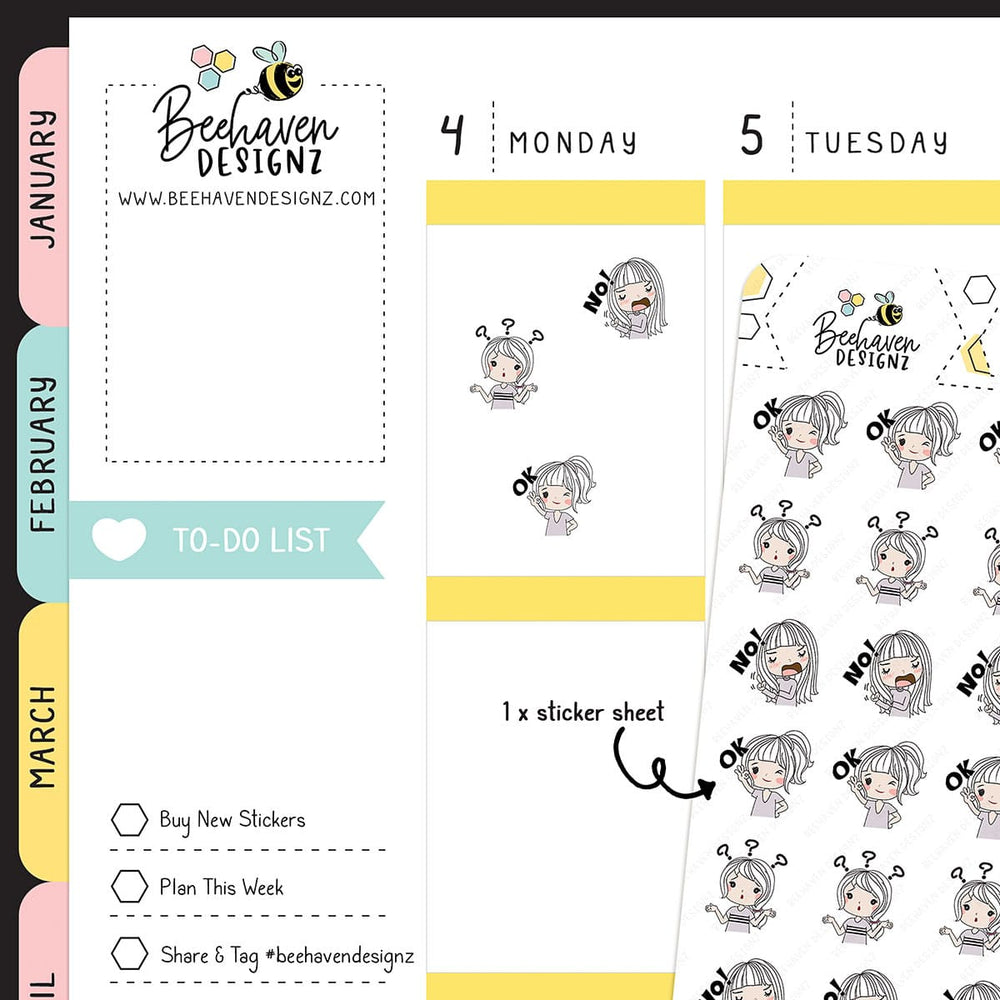 Yes No Maybe Planner Girl Stickers