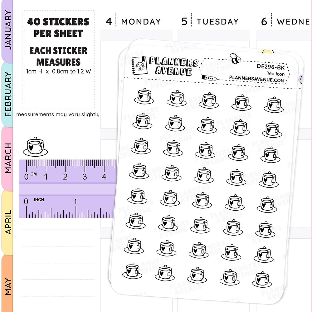 Foiled Tea Mini Icon Planner Stickers