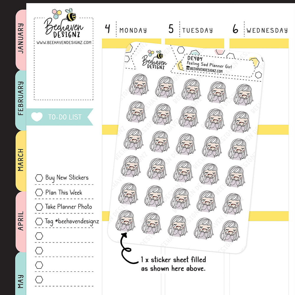 Sad Planner Girl Stickers