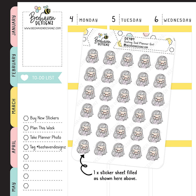 Sad Planner Girl Stickers