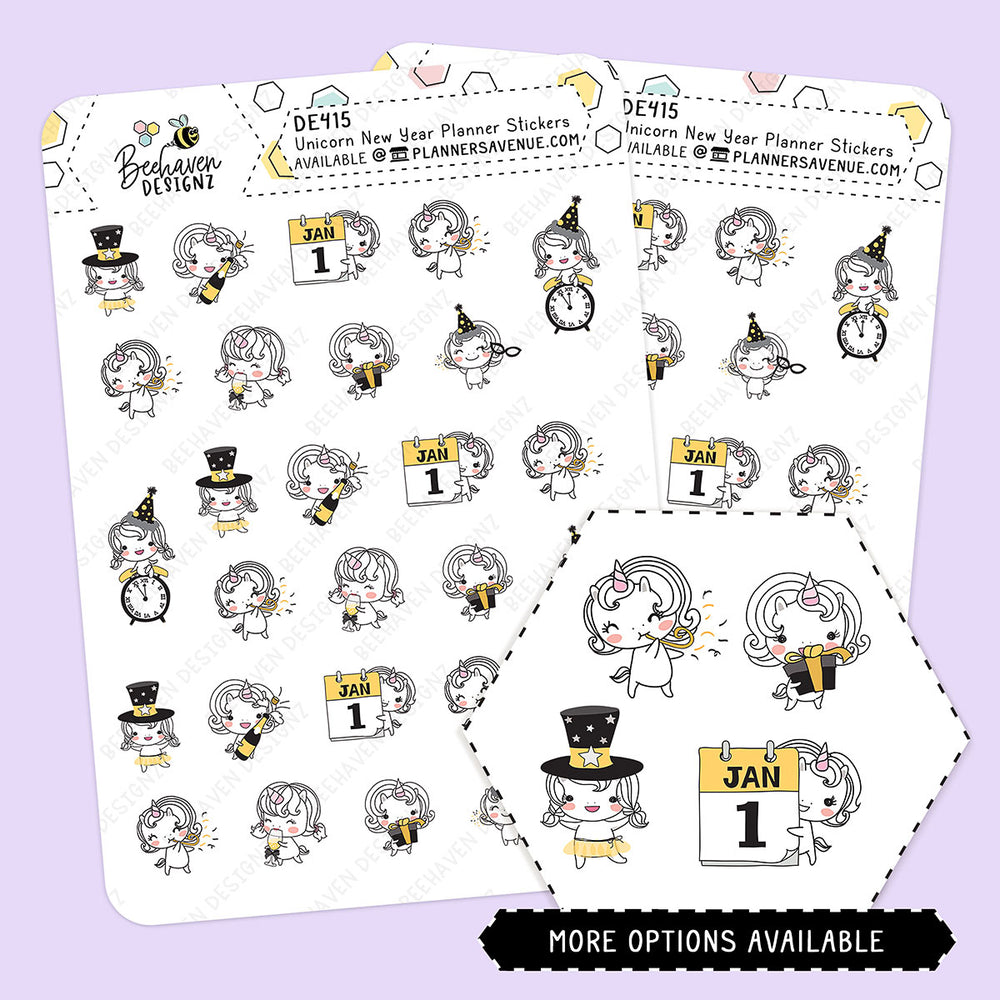 Unicorn New Year Stickers