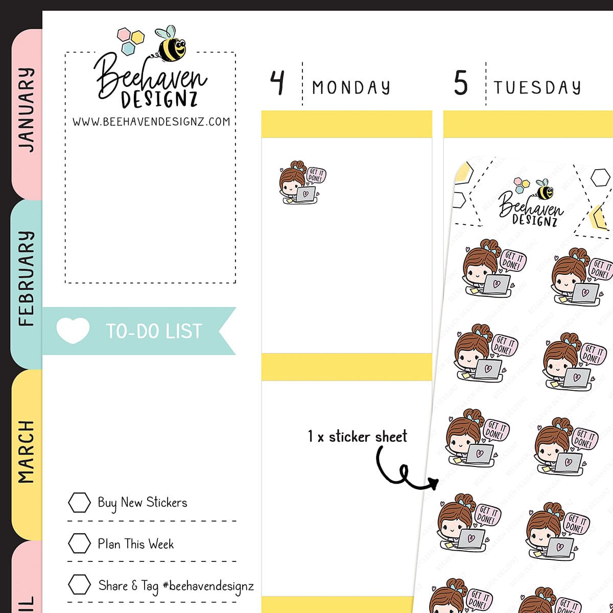 Get It Done Planner Girl Stickers