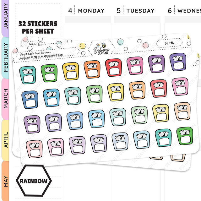 Rainbow Weight Scale Tracker Planner Stickers