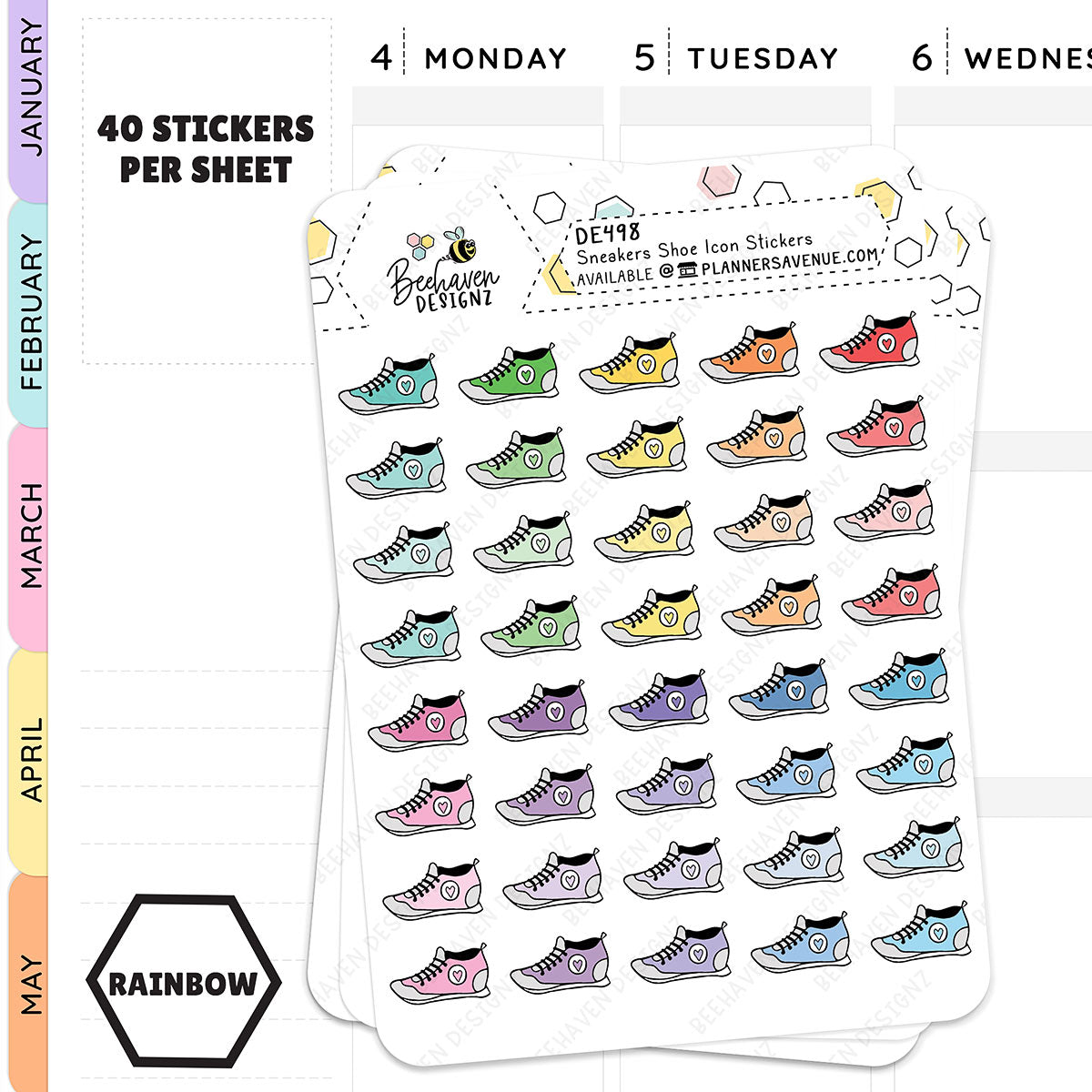 Rainbow Sneakers Shoe Icon Planner Stickers