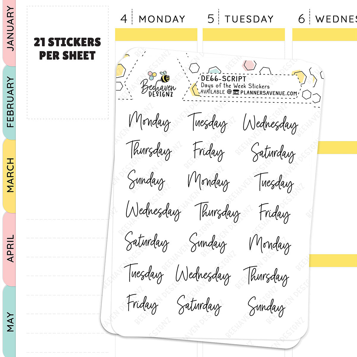 Days of the Week Planner Stickers